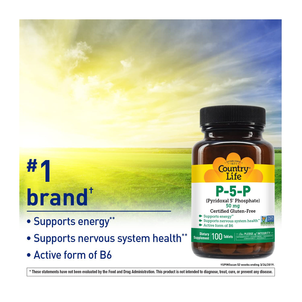 Ingredients label for Country Life P-5-P Vitamin B6