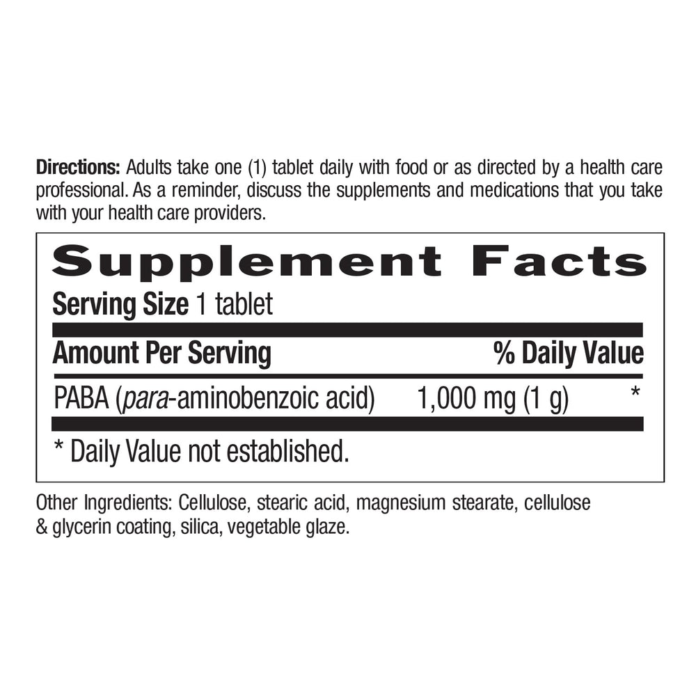 PABA 1000mg tablets illustration and packaging