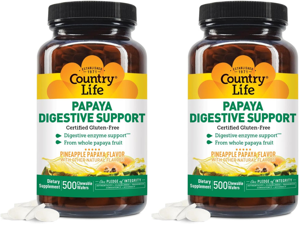 Country Life Papaya Enzymes chewable 200 wafers packaging