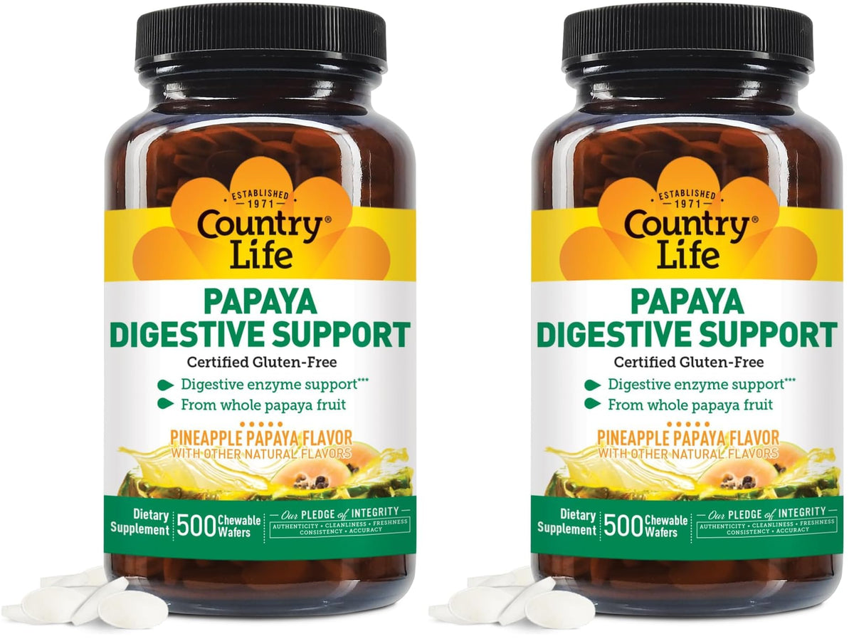 Country Life Papaya Enzymes chewable 200 wafers packaging