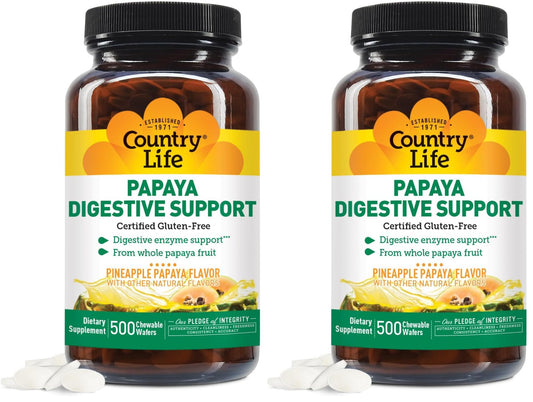 Country Life Papaya Enzymes chewable 200 wafers packaging