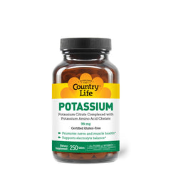 Country Life Potassium 99 mg tablets bottle on white background