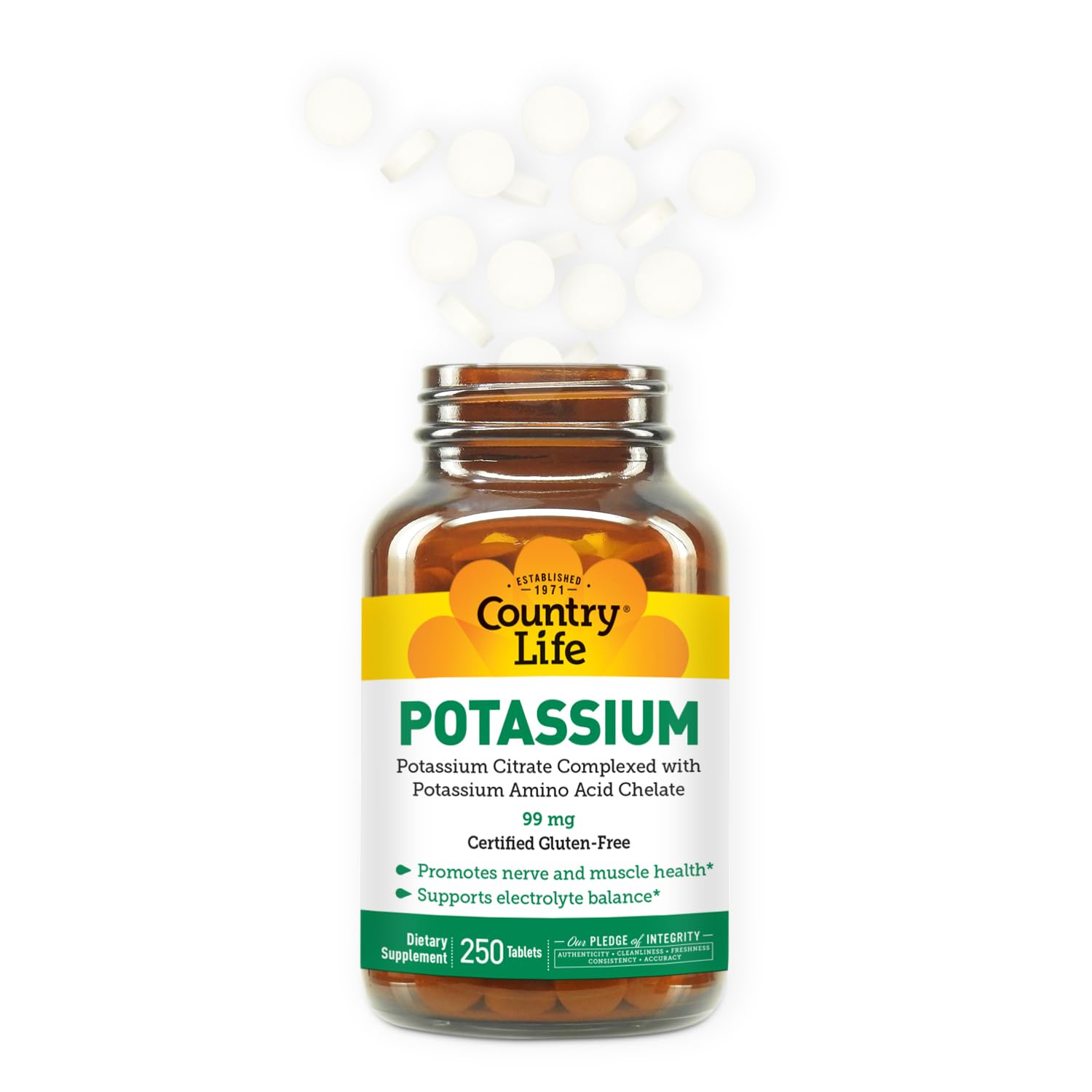 Close-up of chelated potassium citrate concept for enhanced absorption