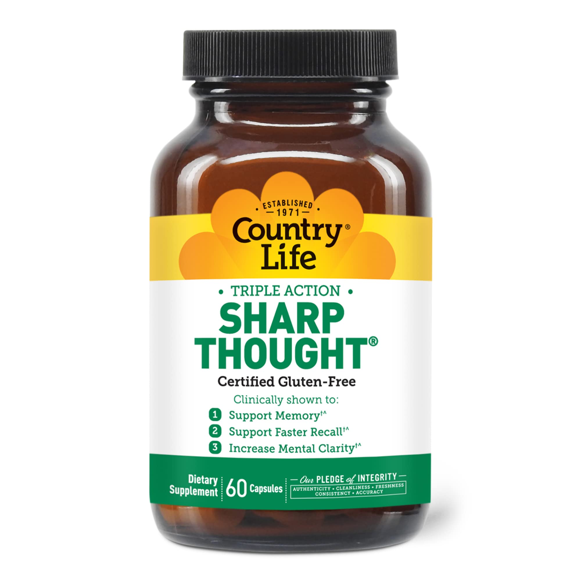 Country Life Sharp Thought bottle showing cognitive support formula.