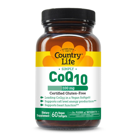 Country Life Simply CoQ10 100mg bottle in hero image
