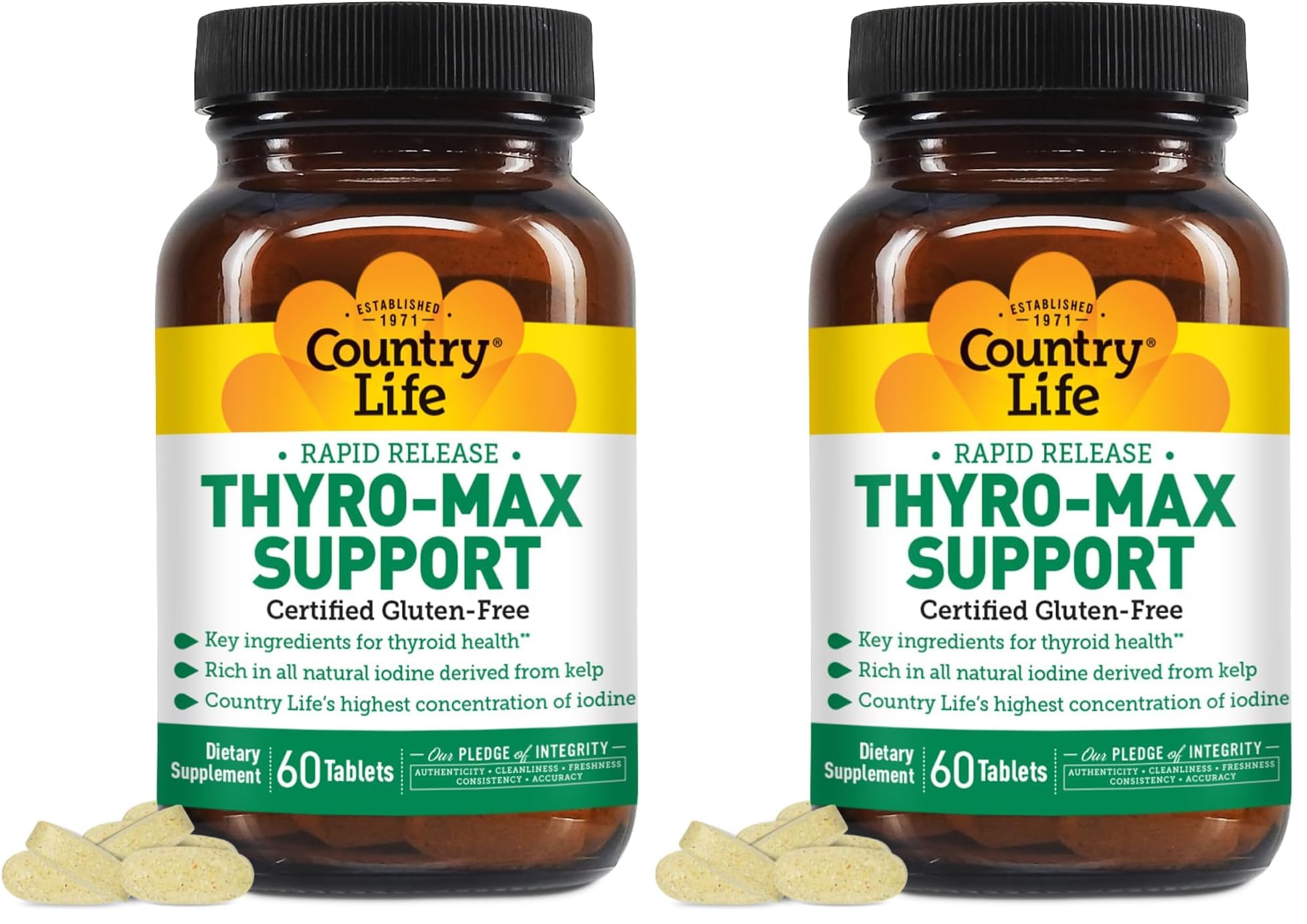 Front view of Country Life Thyro-Max Support bottle