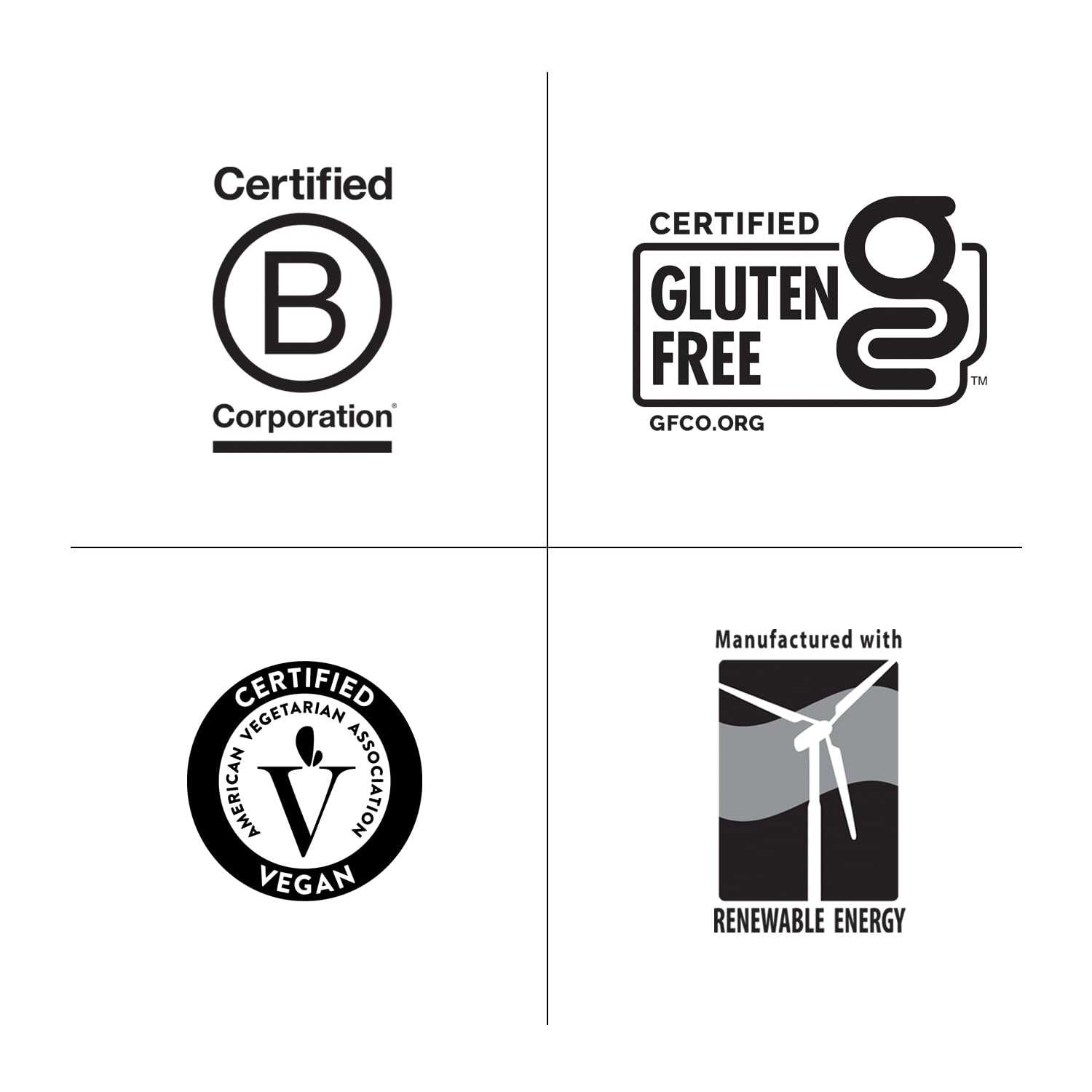 Packaging showing vegan and gluten-free certification icons