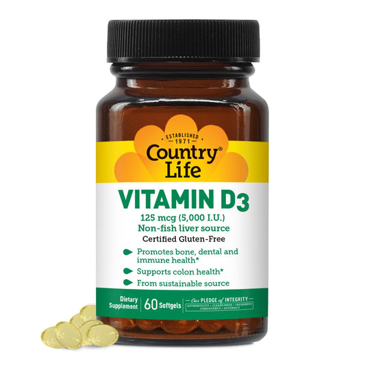 Country Life Vitamin D3 5000 IU bottle label