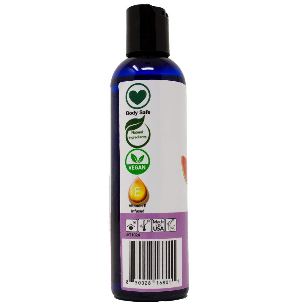 Couples applying watermelon-flavored edible massage oil