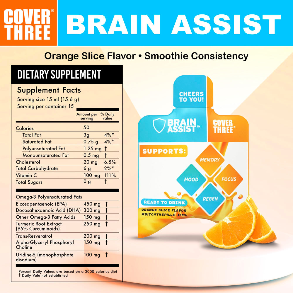 Close-up of Brain Assist highlighting curcumin ingredient for brain support.