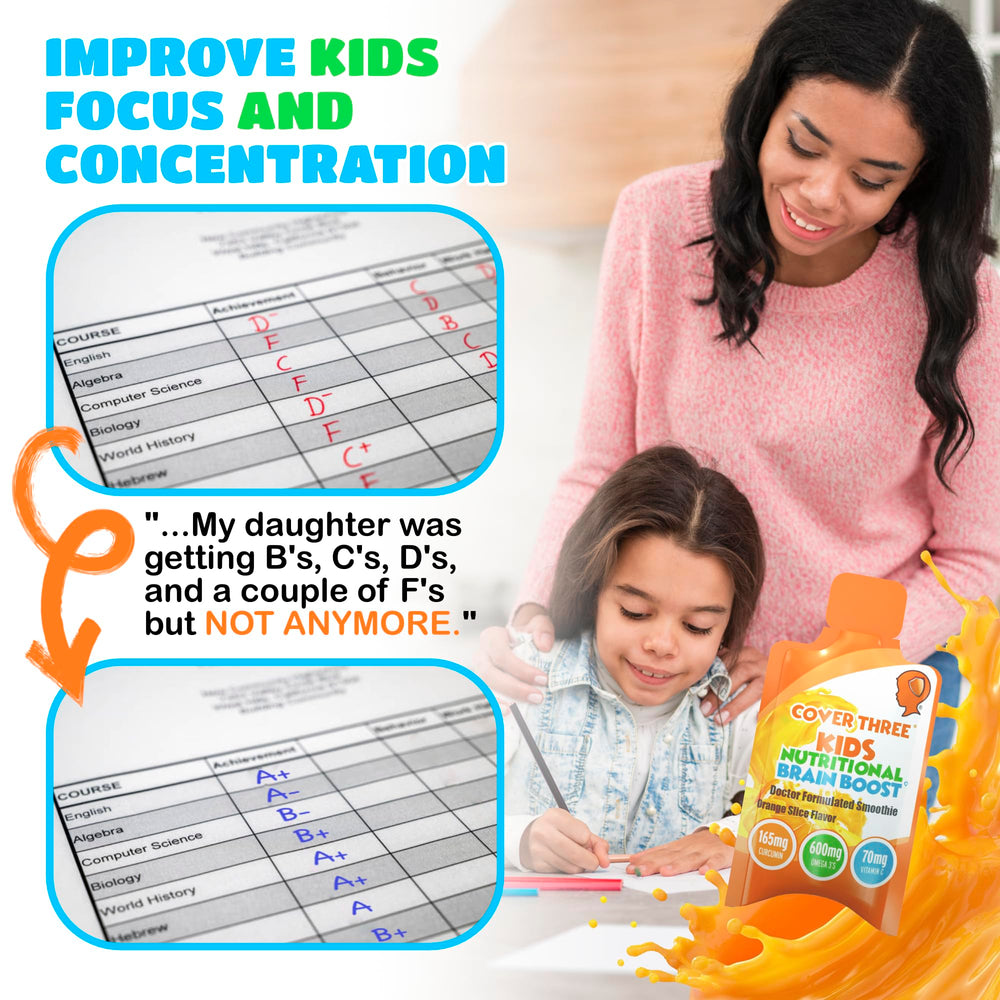 Cover Three Focus kids supplement pouch ready for study sessions