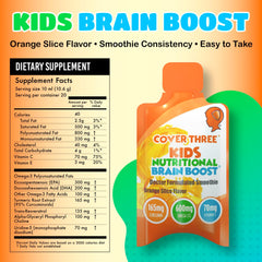 Cover Three Omega-3 Liquid Kids DHA dropper for heart and brain health