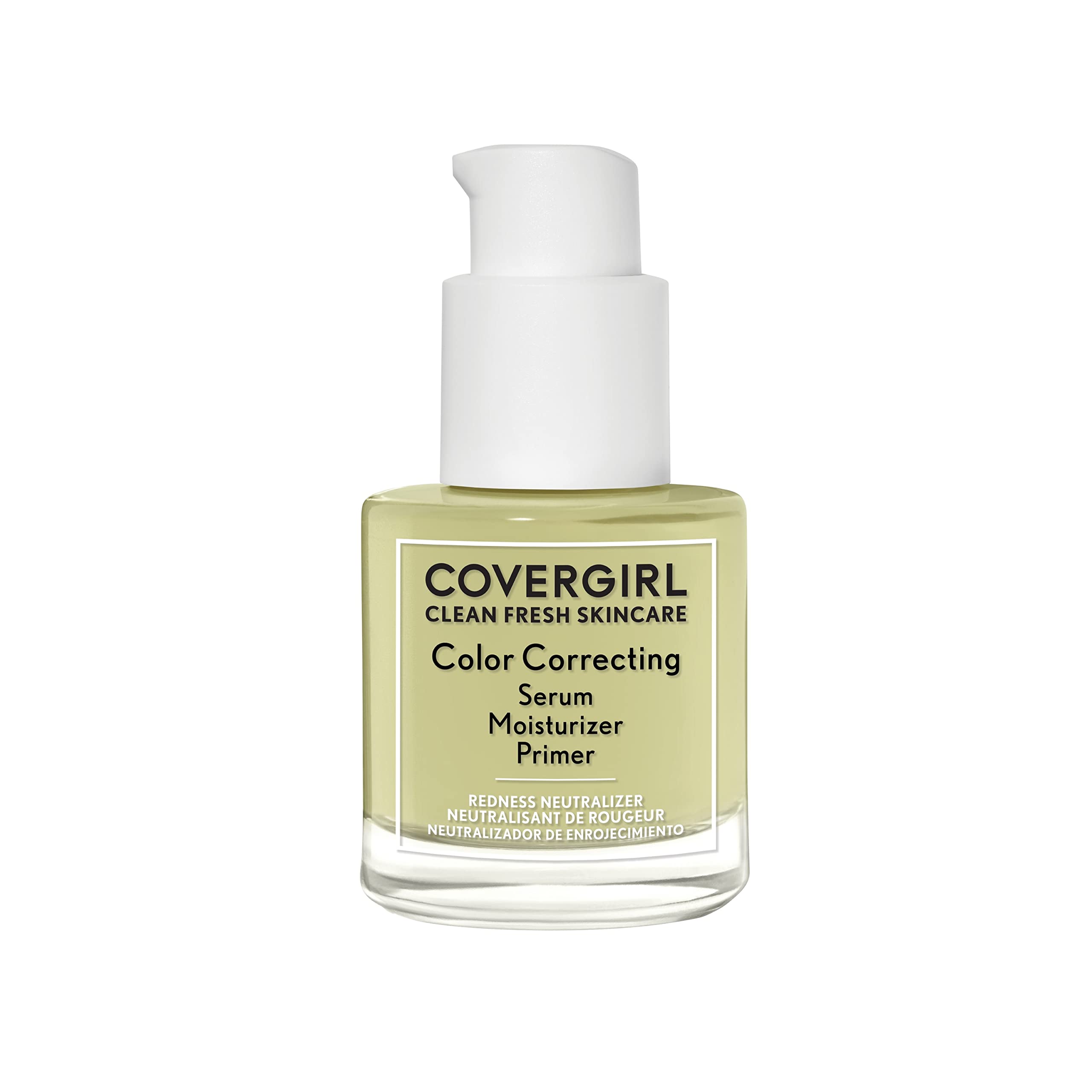 CoverGirl Clean Fresh Color Correcting Serum bottle with pump for easy application and hydration.