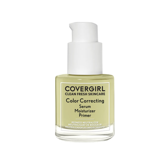 CoverGirl Clean Fresh Color Correcting Serum bottle with pump for easy application and hydration.