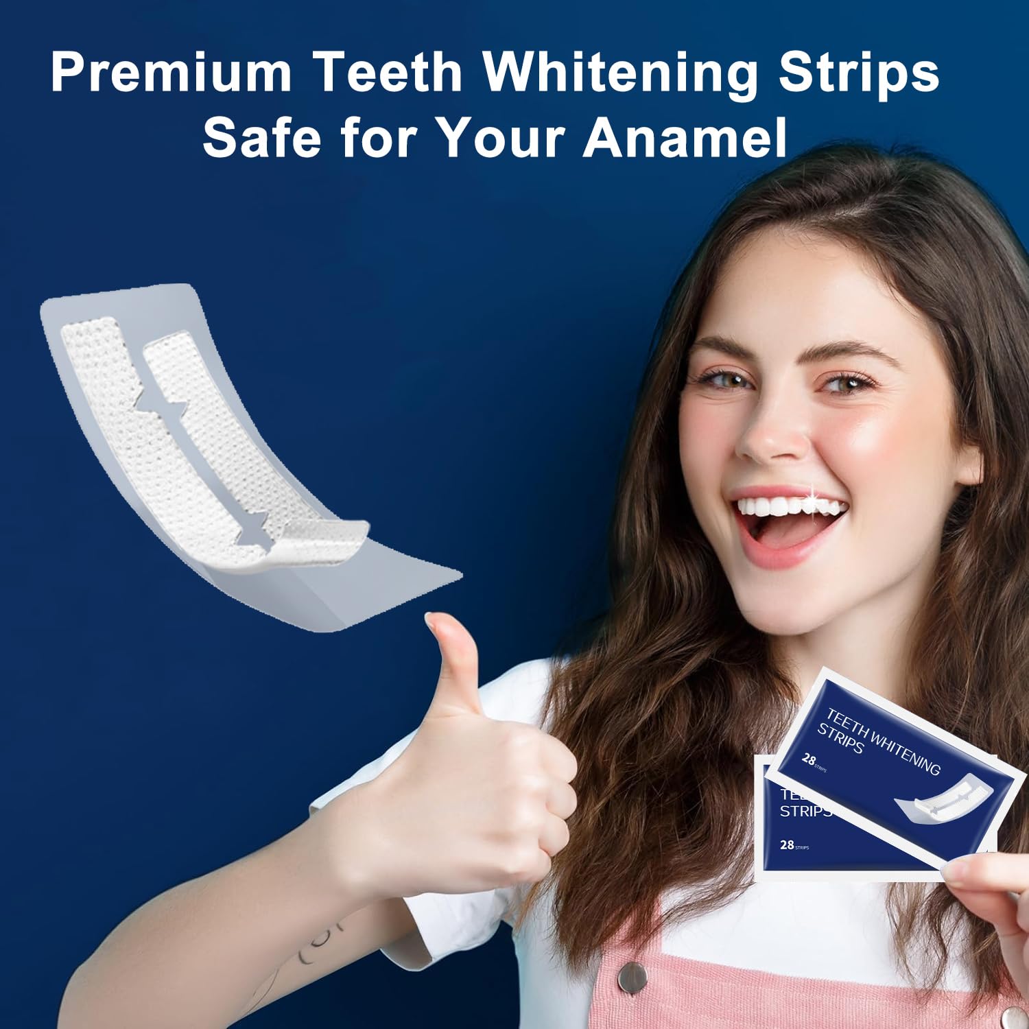 Applying whitening strip to teeth