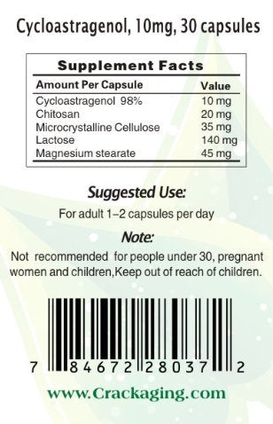 Close-up of 10mg Cycloastragenol capsule