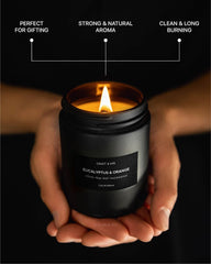Infographic illustrating the 45-hour burn time of the candle