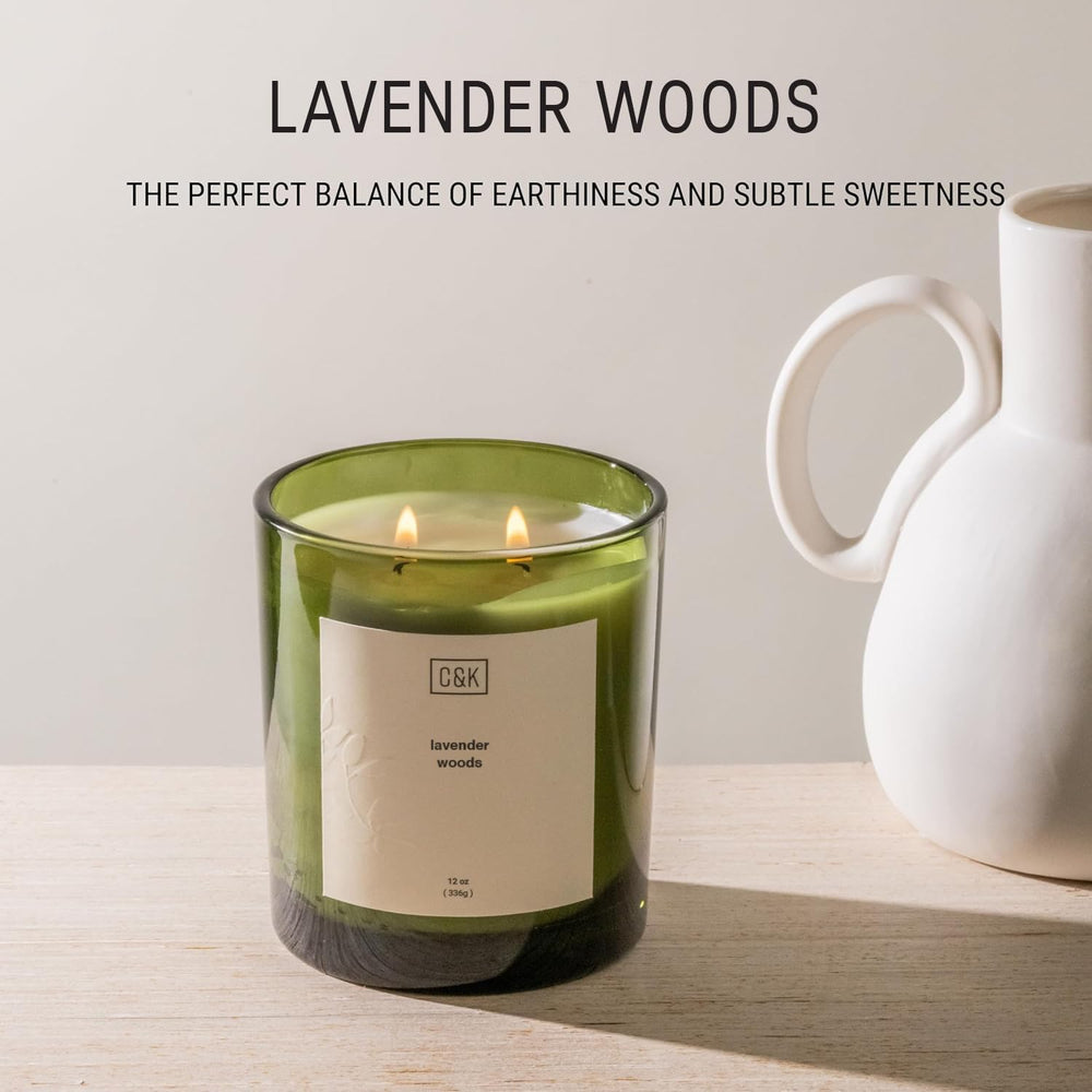 12oz green jar soy candle showing double cotton wicks