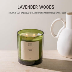 12oz green jar soy candle showing double cotton wicks