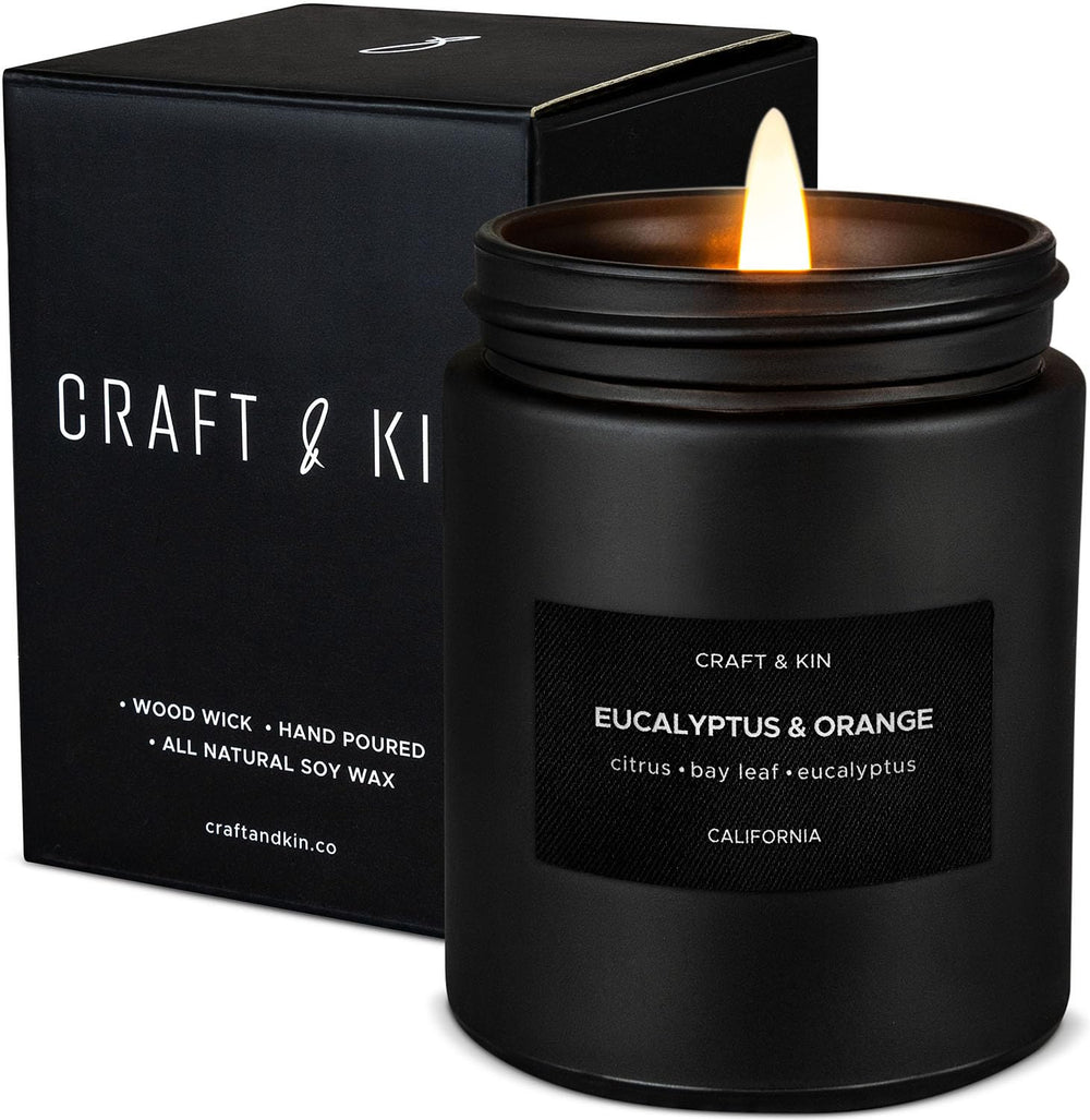 Craft & Kin orange and eucalyptus candle in 7.6oz soy jar
