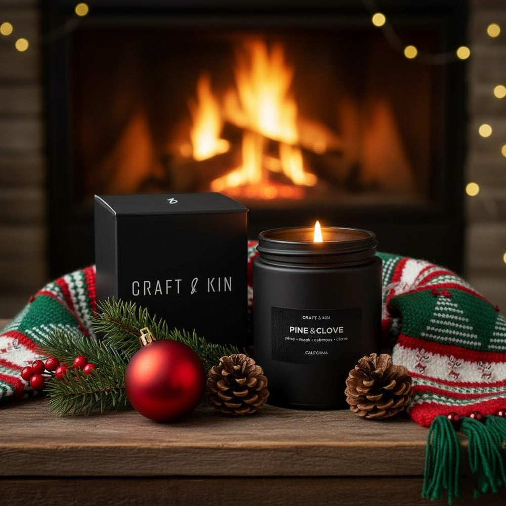 Gift-ready packaging for Craft & Kin Pine & Clove Candle