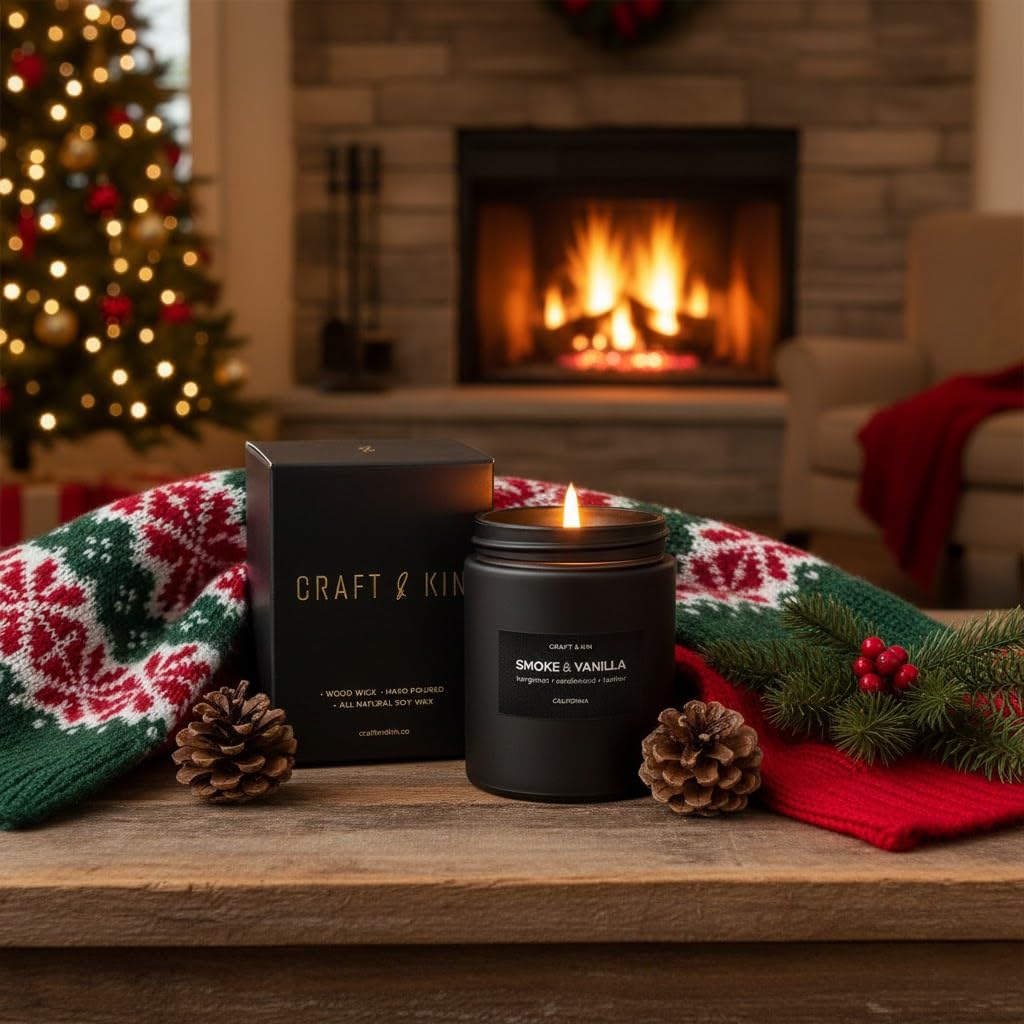 Elegant branded gift box packaging for Craft & Kin candle