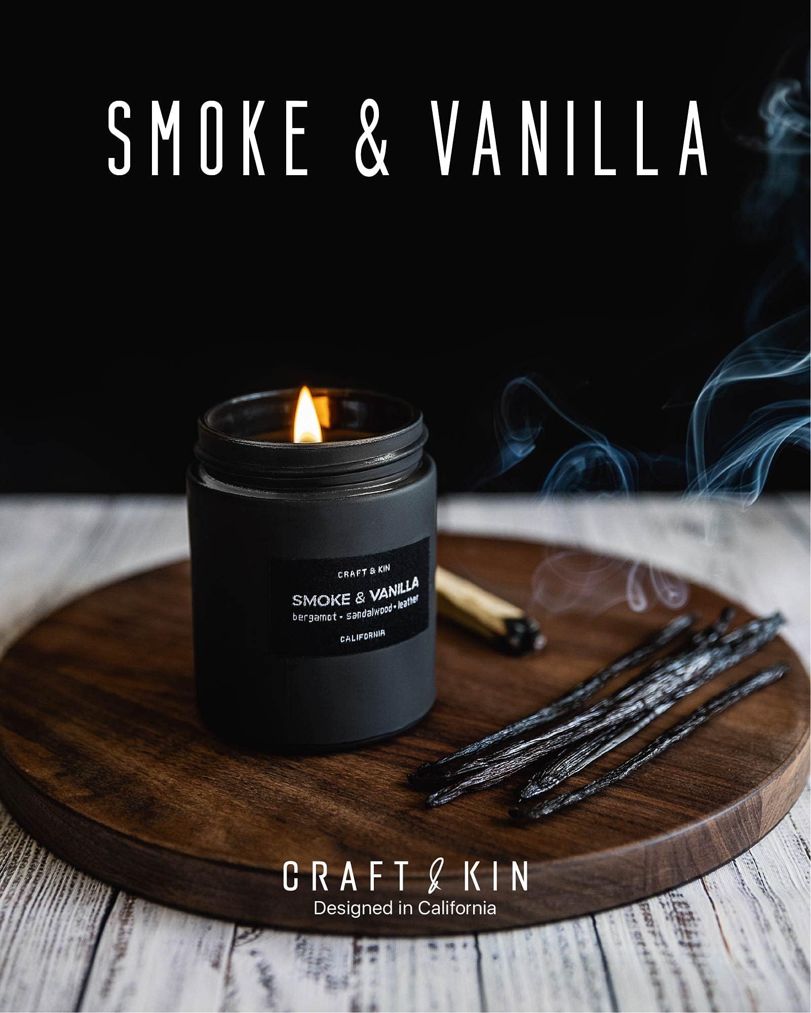 Candle placed in a contemporary home setting, ideal for office or man cave