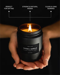 Notes of smoke and vanilla with bergamot and sandalwood scent profile