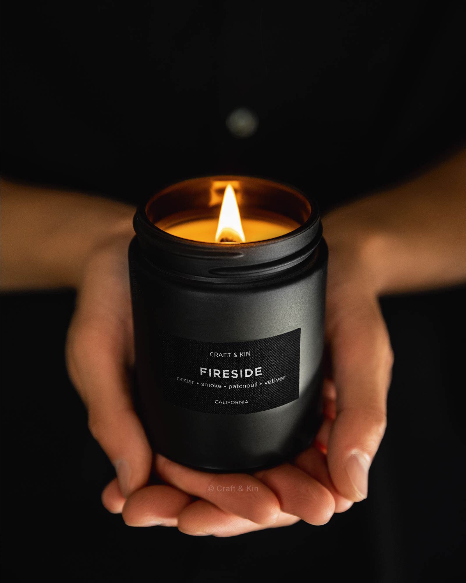Close-up of natural soy wax with wood wick