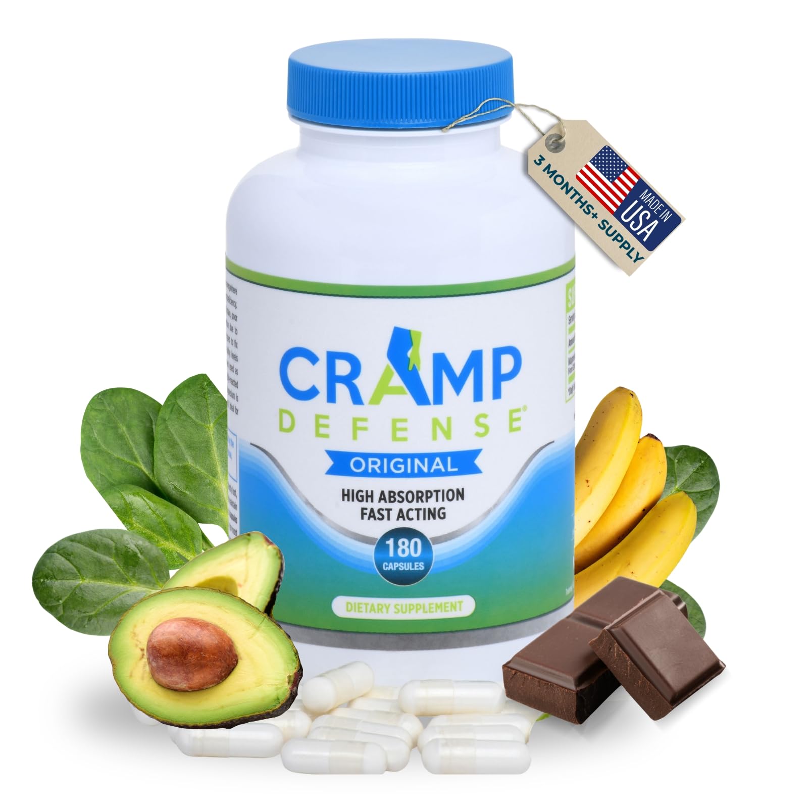 Cramp Defense hero image with bottle on white background