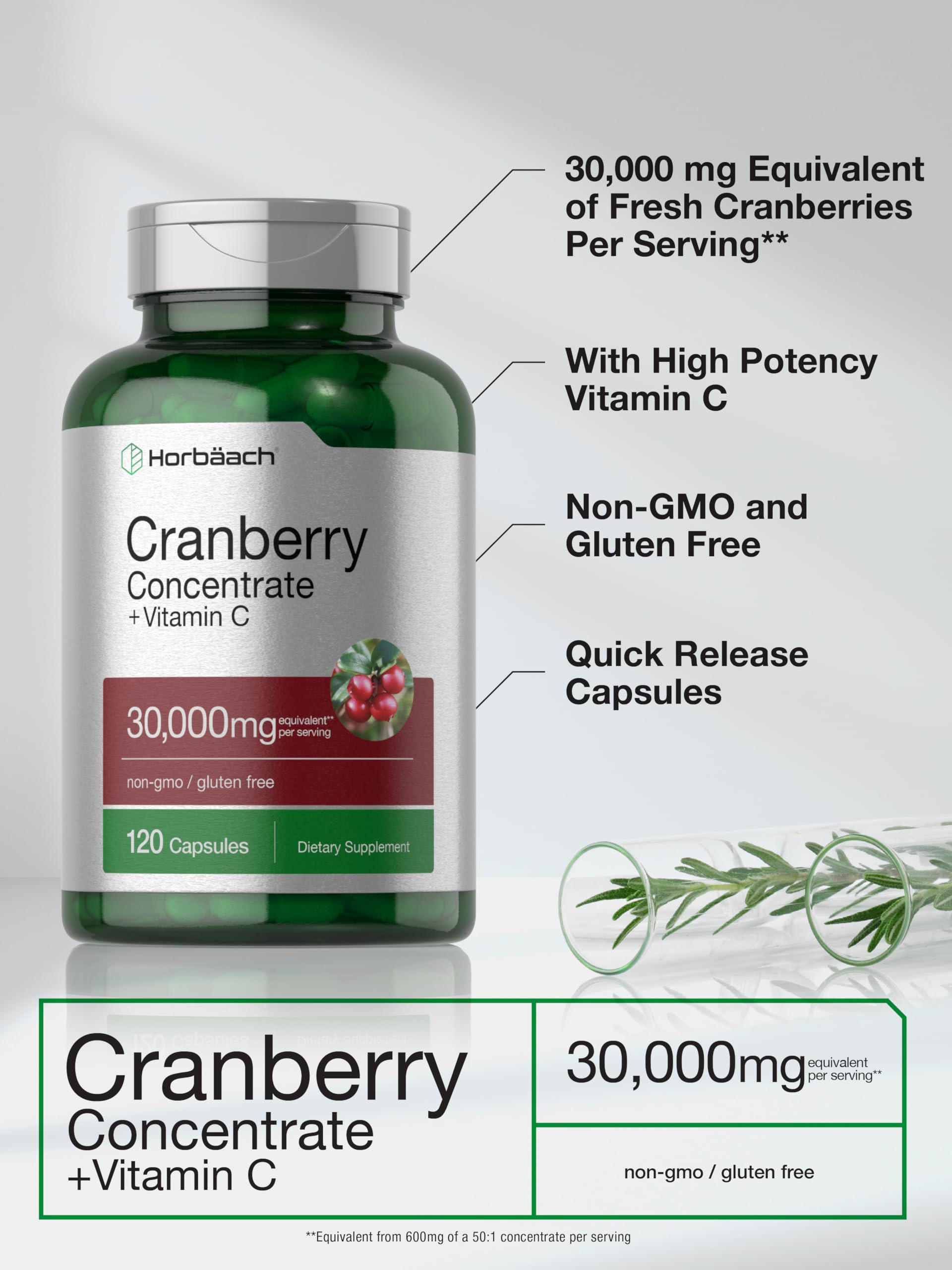 Cranberry concentrate pill with Vitamin C 30000mg shown