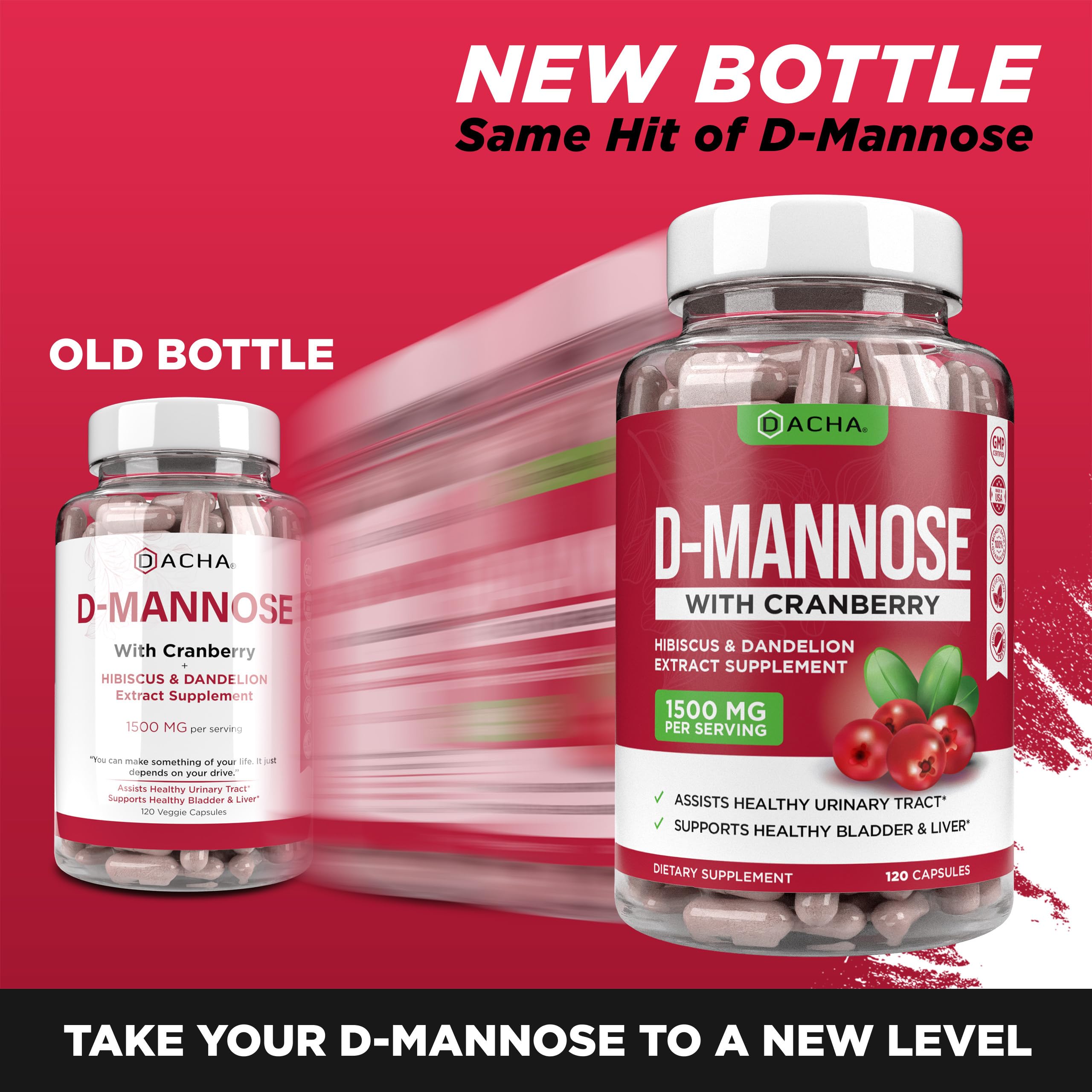 Capsules showing cranberry and D-mannose for urinary tract health
