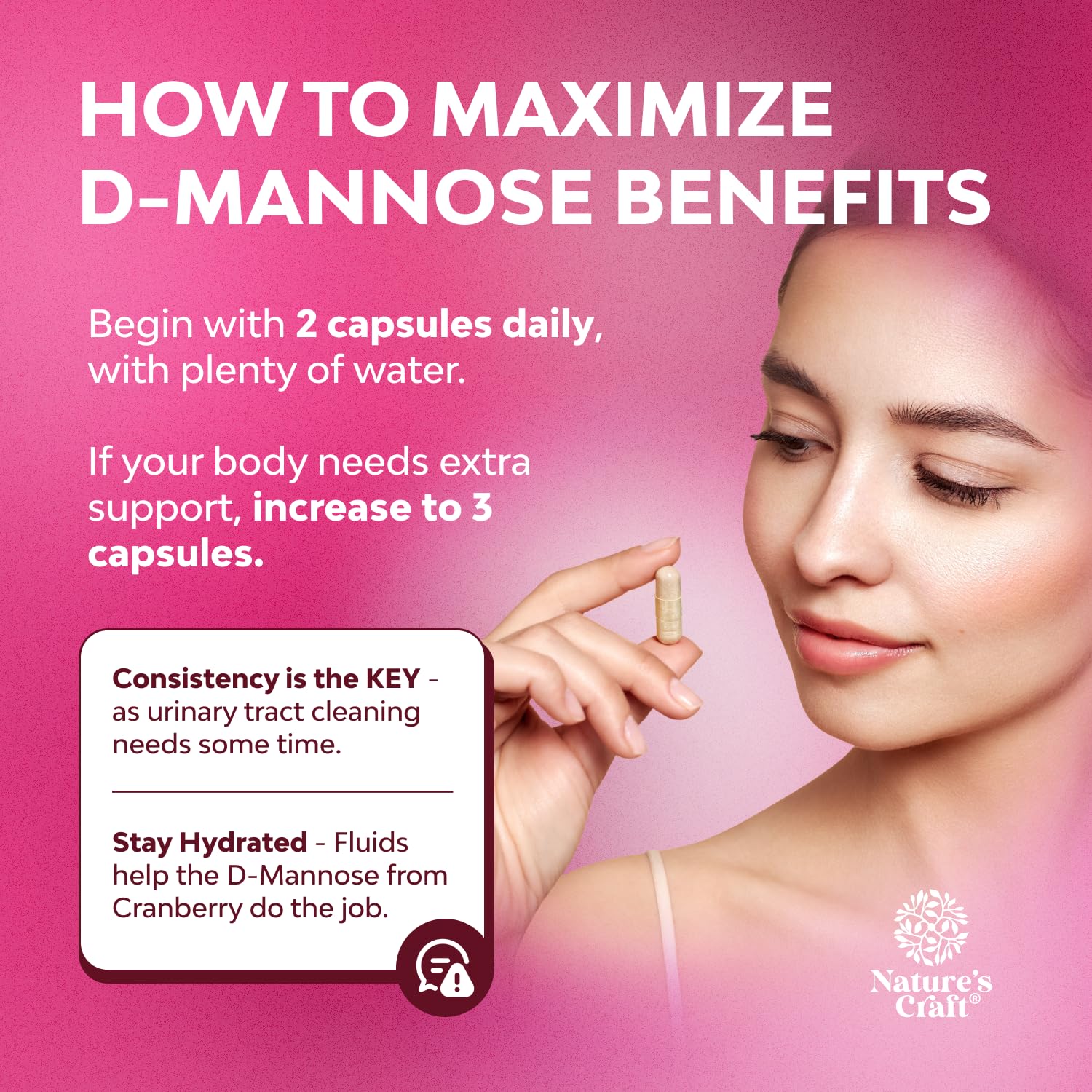Close-up of D-Mannose Cranberry capsules