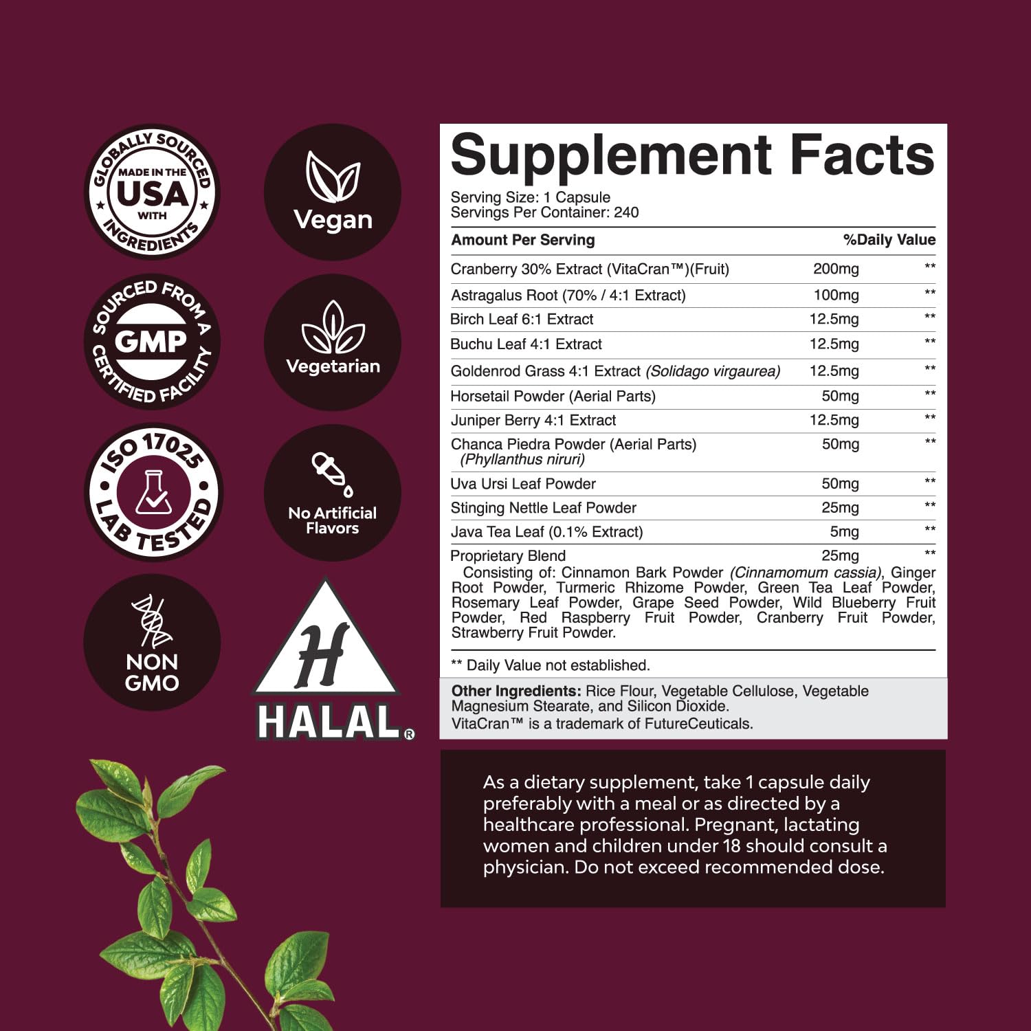 Cranberry extract capsules for kidney detox