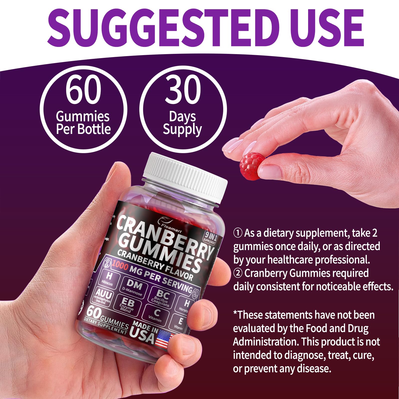 Cranberry Gummies close-up showing gummy texture