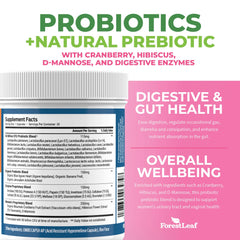 Cranberry, hibiscus and D-Mannose ingredients in women's probiotics