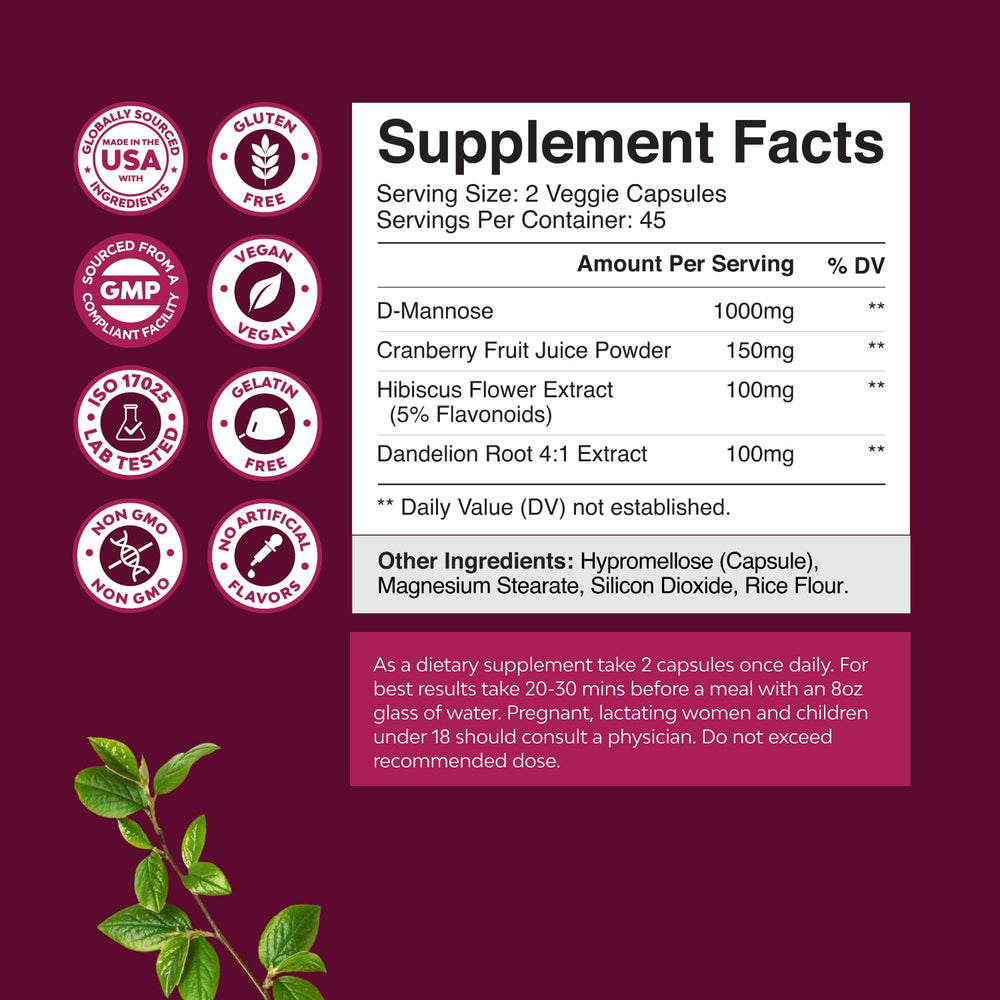 Cranberry juice powder with D-Mannose capsules