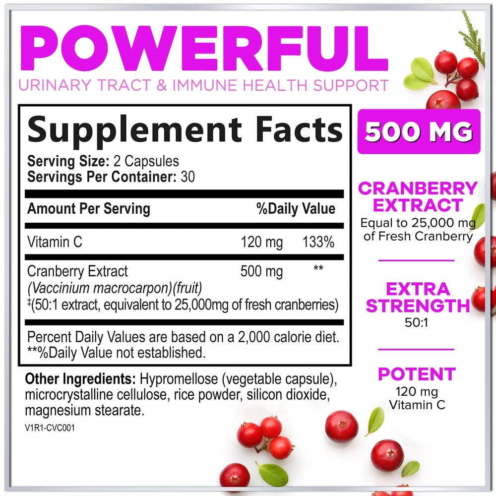 Cranberry pills with Vitamin C for immune support