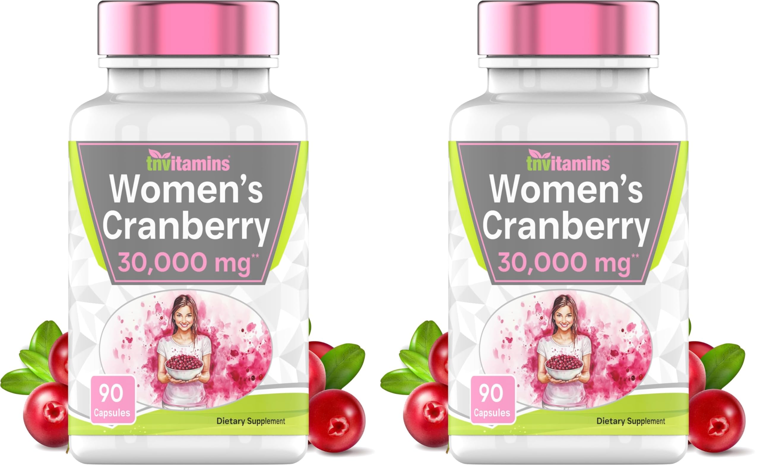 Cranberry Pills for Women 30000 mg per 2-capsule serving in a pack of 2 (USA-made)