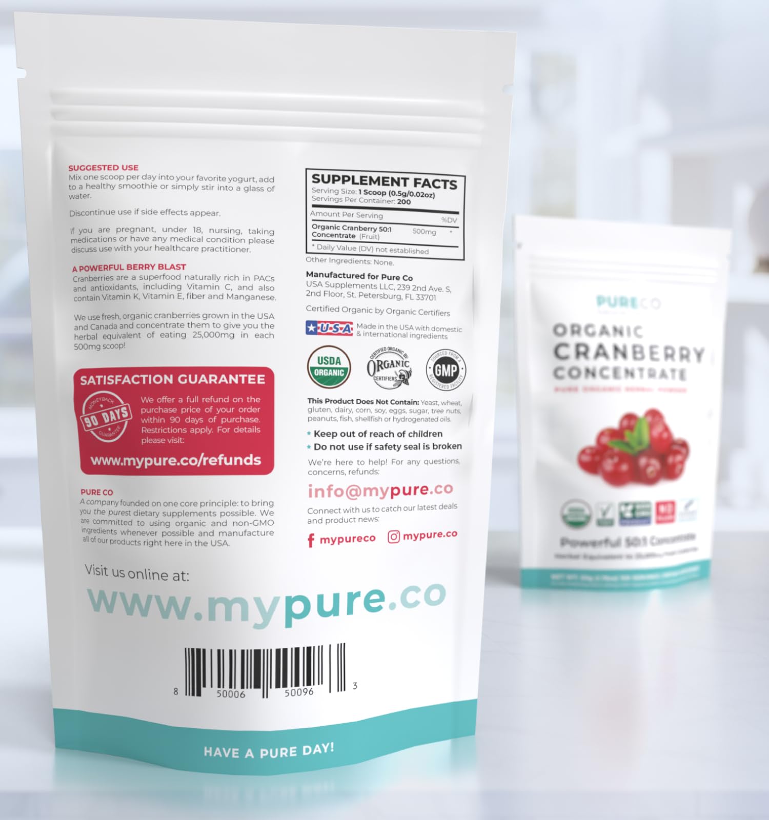 Cranberry powder for smoothies yogurt and water