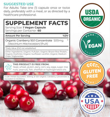 One capsule provides 25,000mg equivalent of cranberry concentrate