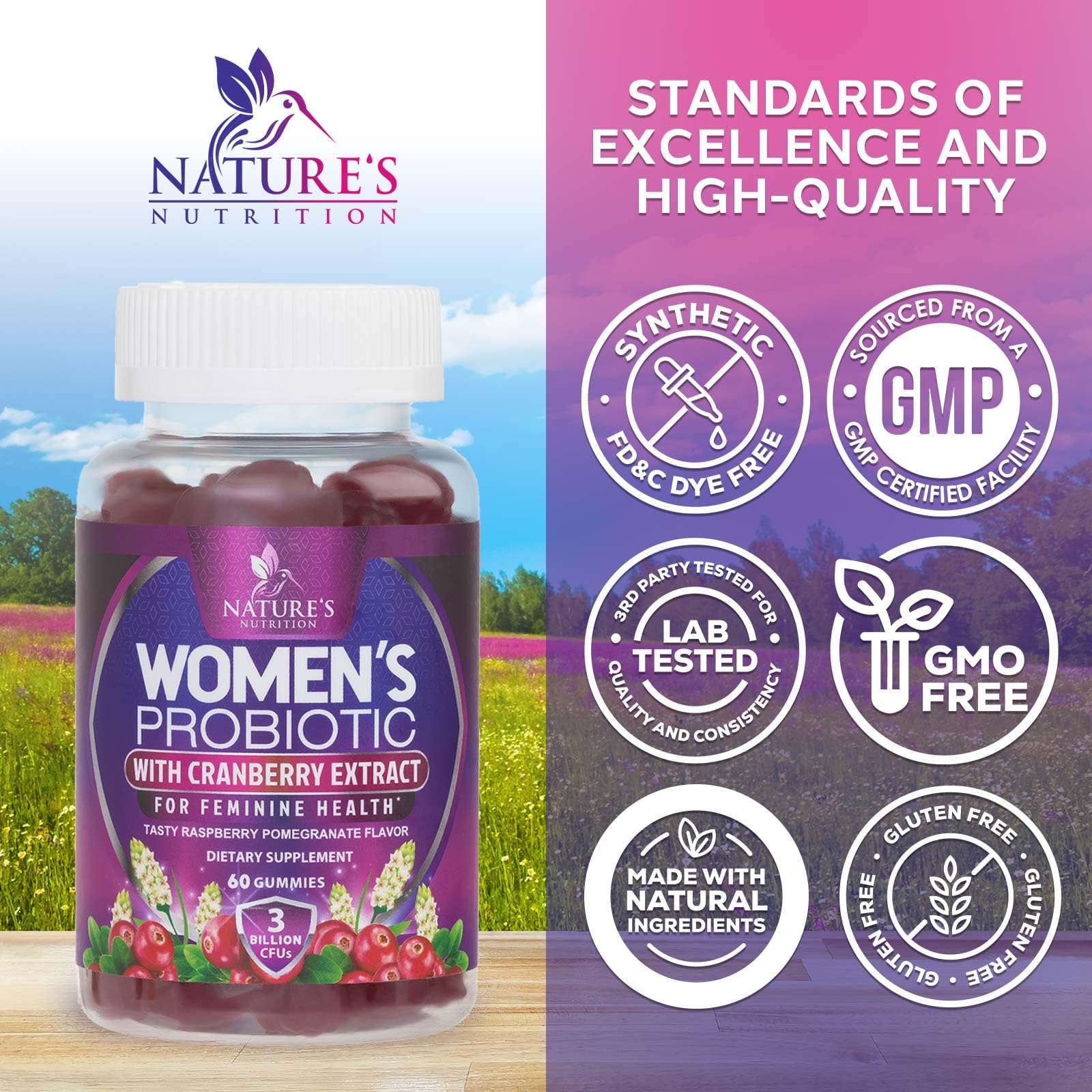 Cranberry-infused probiotic with 6 strains and 3 Billion CFU