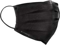 Black Cranberry Carbon earloop mask, side view showing earloops and nose guard