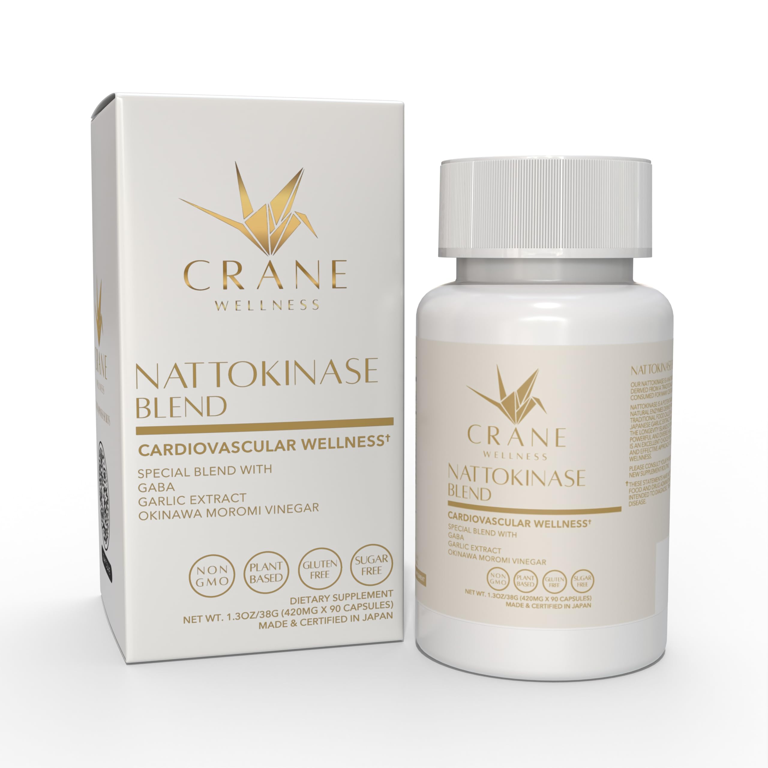 Ingredients display showing nattokinase 6000 FU and natural extracts