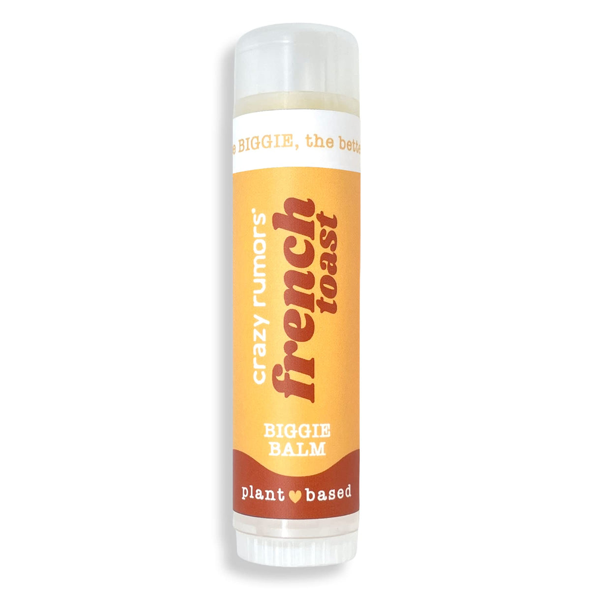 Crazy Rumors Biggie French Toast lip balm tube delivers long-lasting moisture.
