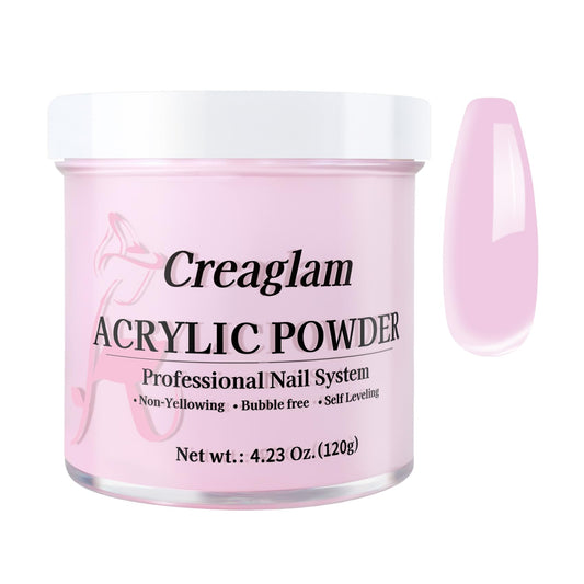 Creaglam acrylic powder 120g jar for durable nail enhancements.