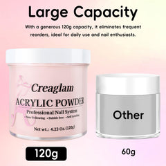 Creaglam acrylic powder used for 3D nail art sculpting