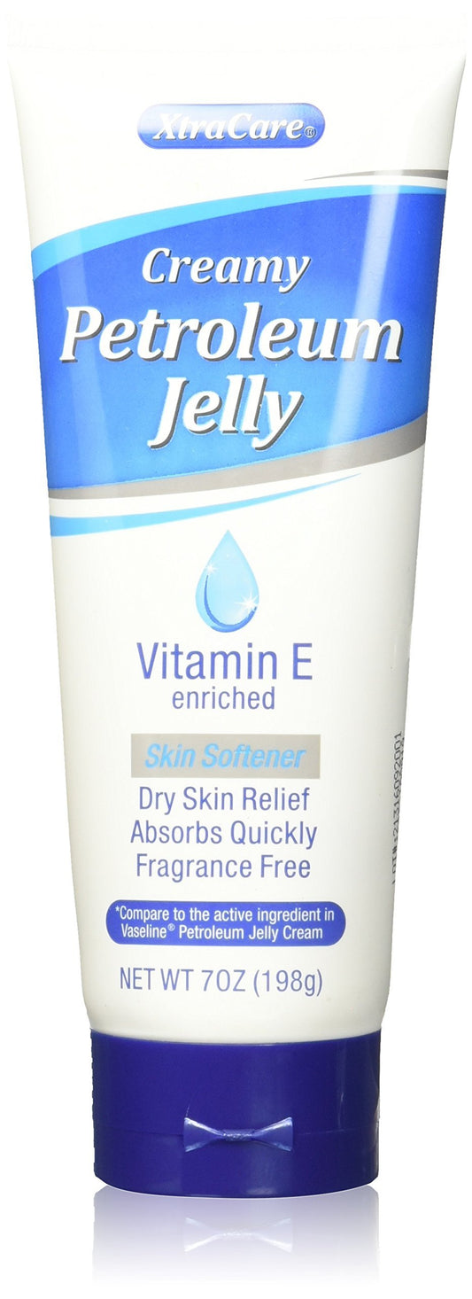 Creamy petroleum jelly enriched with Vitamin E in a 7 oz tube