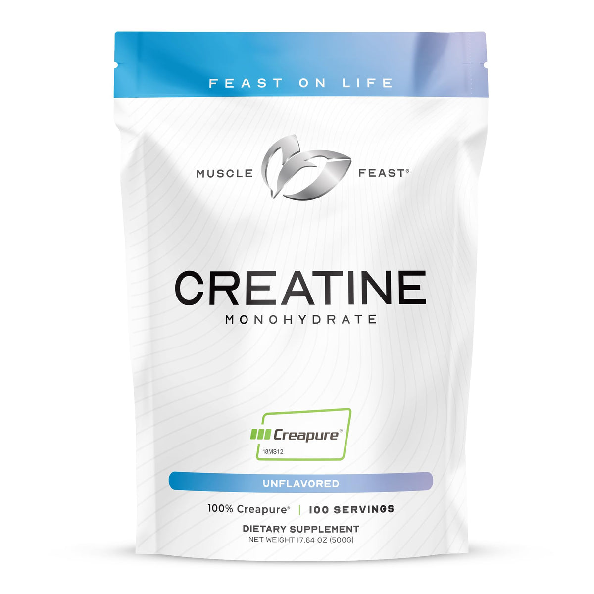Creapure Creatine Monohydrate powder unflavored 500g container