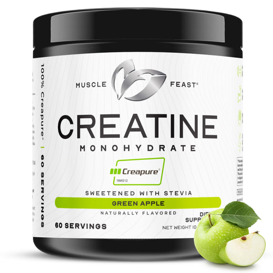 Creapure Creatine Monohydrate Powder Natural Green Apple container label